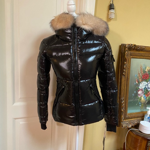Sam. Blake Fur-Trim Puffer Down Jacket Jet - Picture 7 of 8